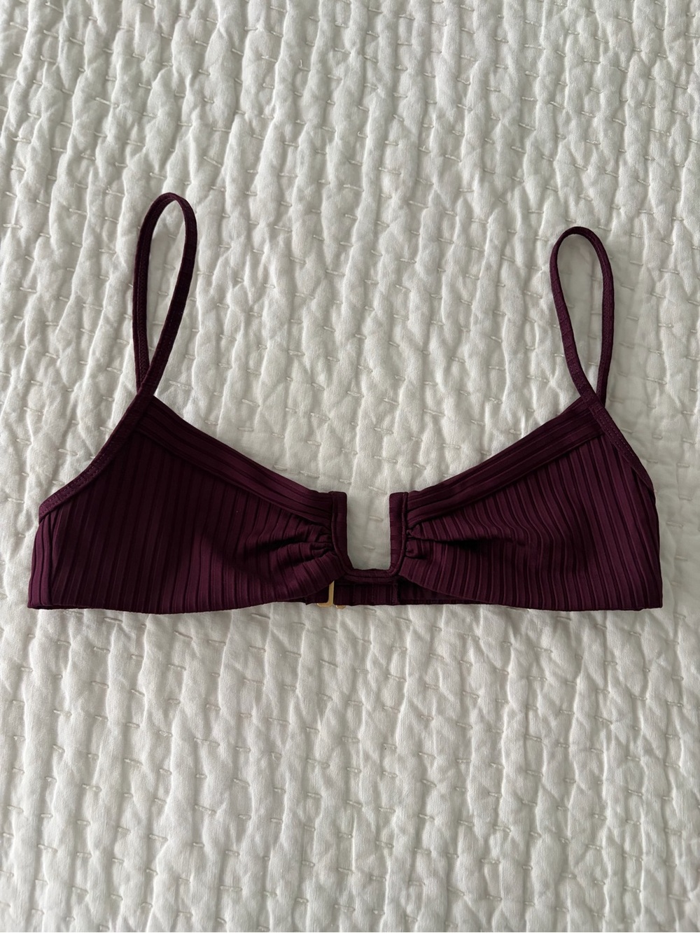 EUC L SPACE Peyton Ribbed U-Wire Front Bralette in Plum Purple Color Size Medium